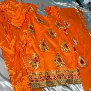 Orange and Red salwar suit